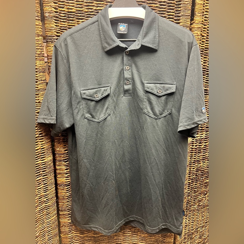 Kuhl Charcoal Polo Shirt with Buttoned Pockets- XLarge‎